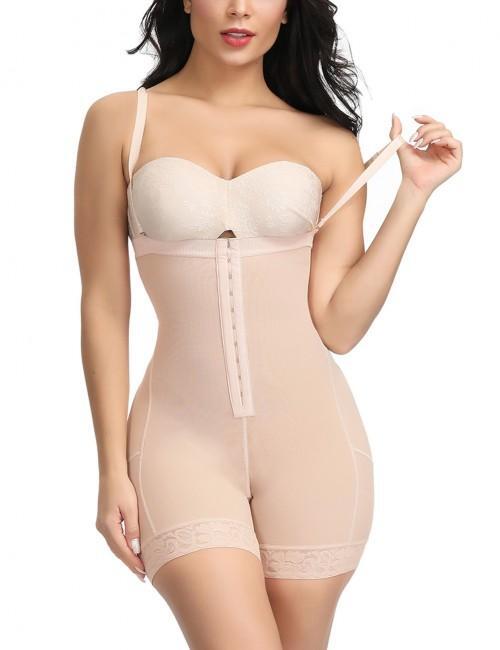 Faja M&D 048 - Boxer Girdle, Braless with Suspenders, Covered Back